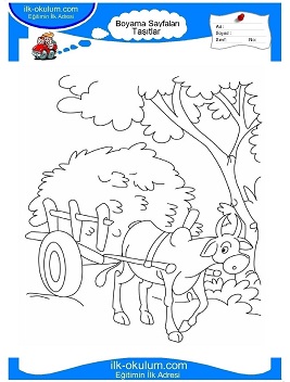 Çocuklar İçin inek-Arabası Boyama Sayfaları 